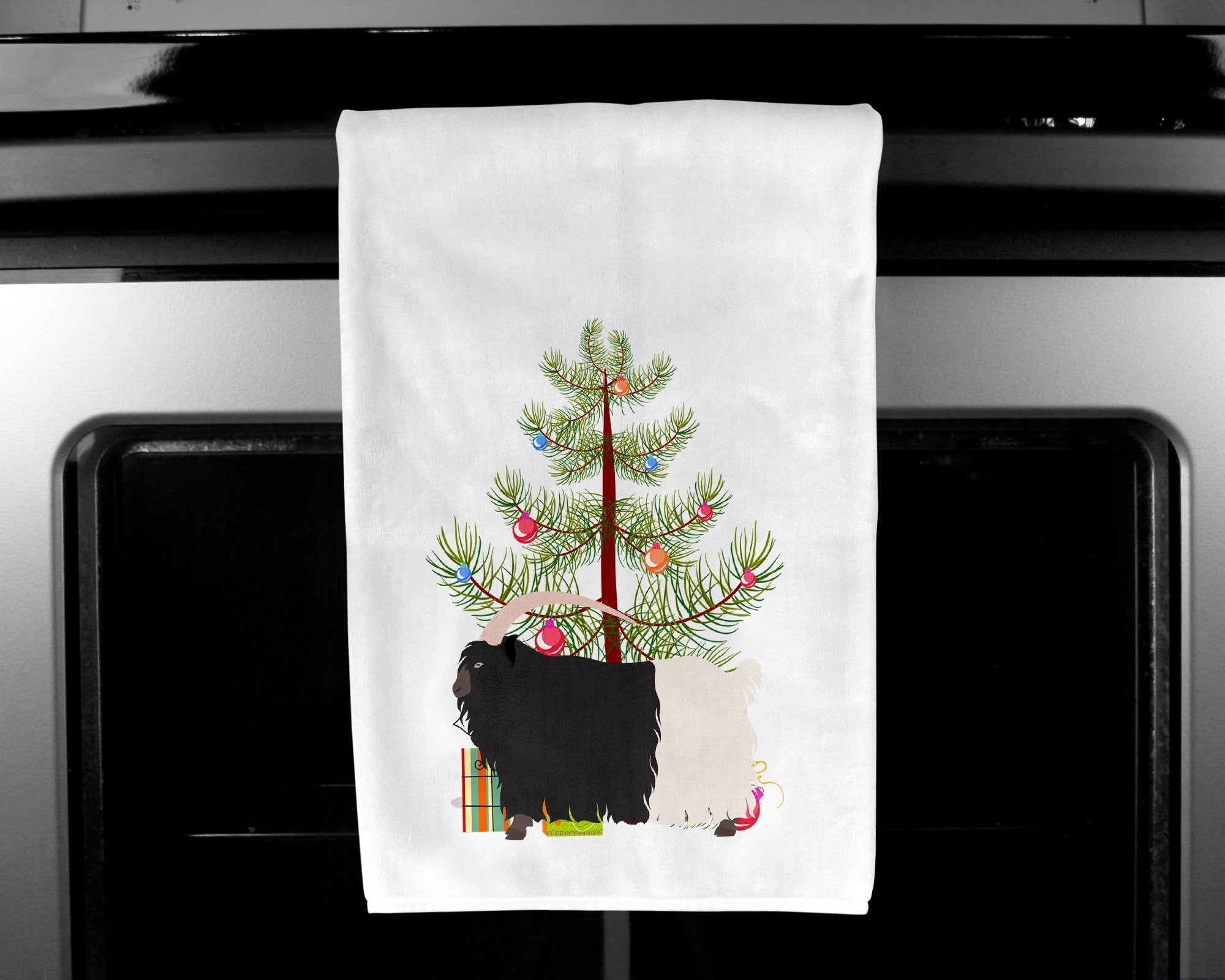 Welsh Black-Necked Goat Christmas White Kitchen Towel Set of 2 BB9254WTKT by Caroline's Treasures