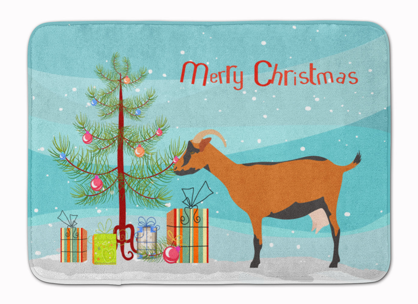 Oberhasli Goat Christmas Machine Washable Memory Foam Mat BB9255RUG - the-store.com