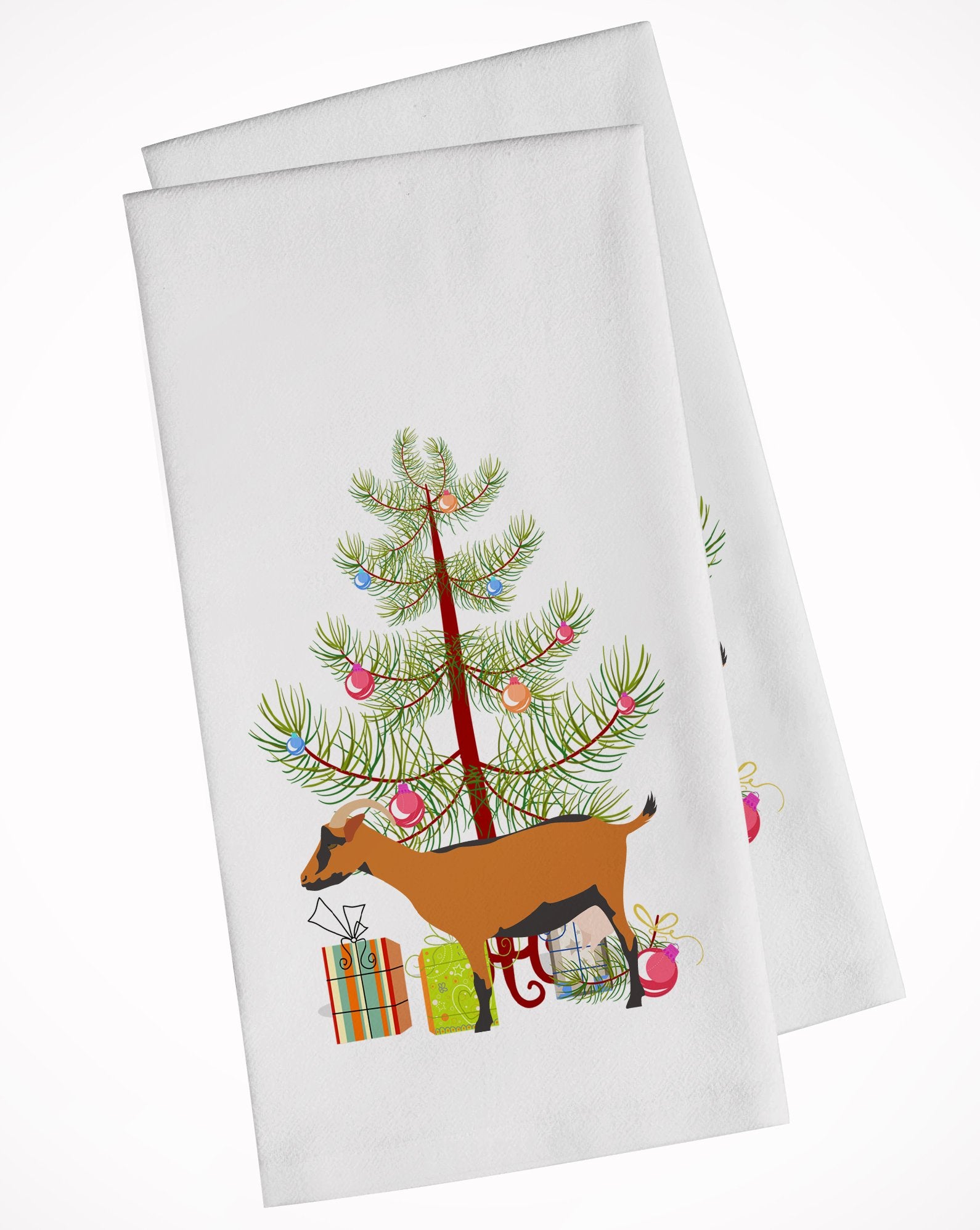 Oberhasli Goat Christmas White Kitchen Towel Set of 2 BB9255WTKT by Caroline's Treasures