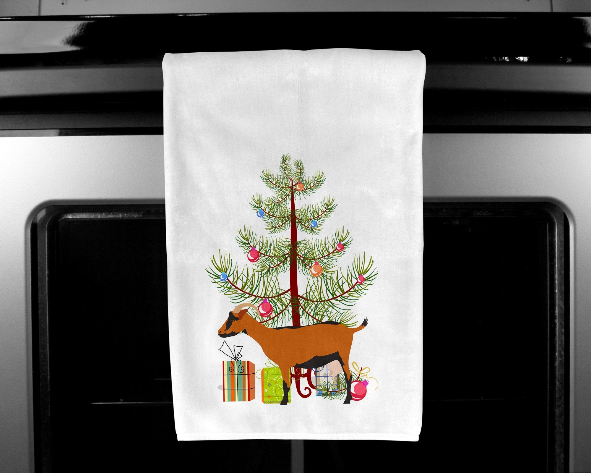 Oberhasli Goat Christmas White Kitchen Towel Set of 2 BB9255WTKT by Caroline's Treasures