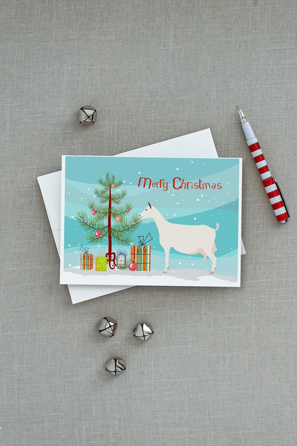 Saanen Goat Christmas Greeting Cards and Envelopes Pack of 8 - the-store.com