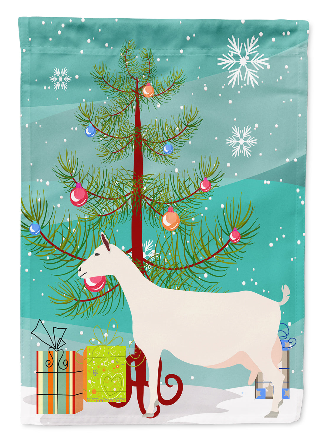 Saanen Goat Christmas Flag Garden Size BB9256GF  the-store.com.