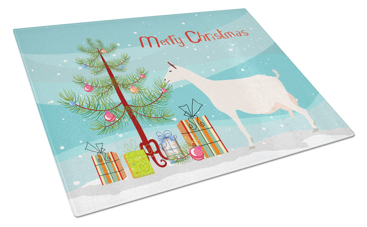 Saanen Goat Christmas Glass Cutting Board Large BB9256LCB by Caroline&#39;s Treasures