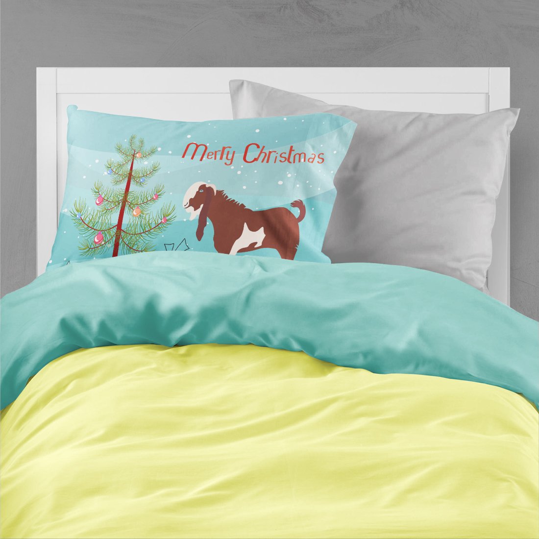 Jamnapari Goat Christmas Fabric Standard Pillowcase BB9257PILLOWCASE by Caroline's Treasures