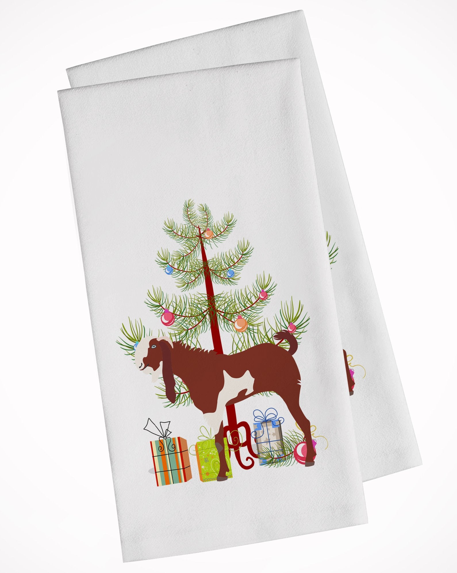 Jamnapari Goat Christmas White Kitchen Towel Set of 2 BB9257WTKT by Caroline's Treasures