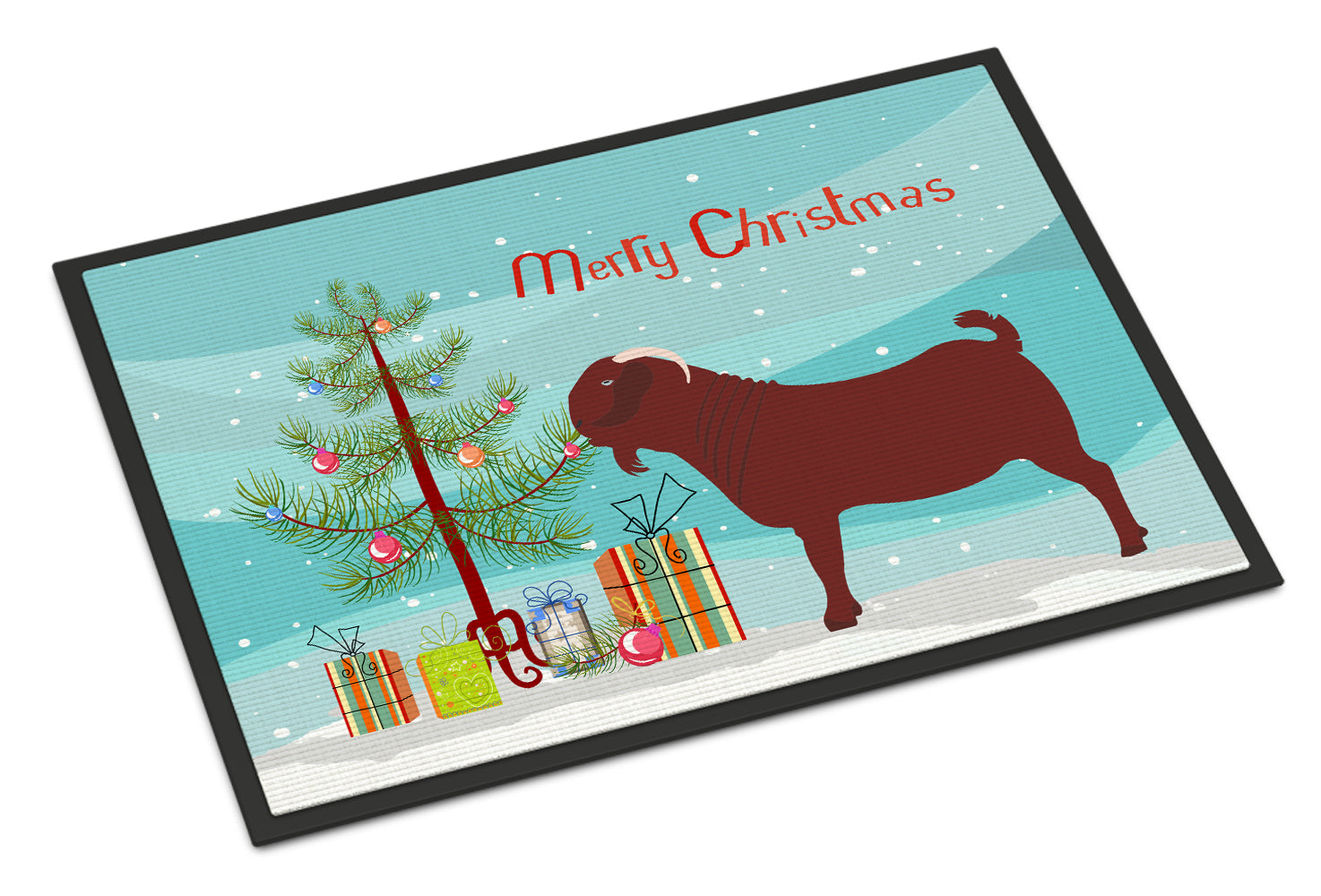 Kalahari Red Goat Christmas Indoor or Outdoor Mat 18x27 BB9258MAT - the-store.com