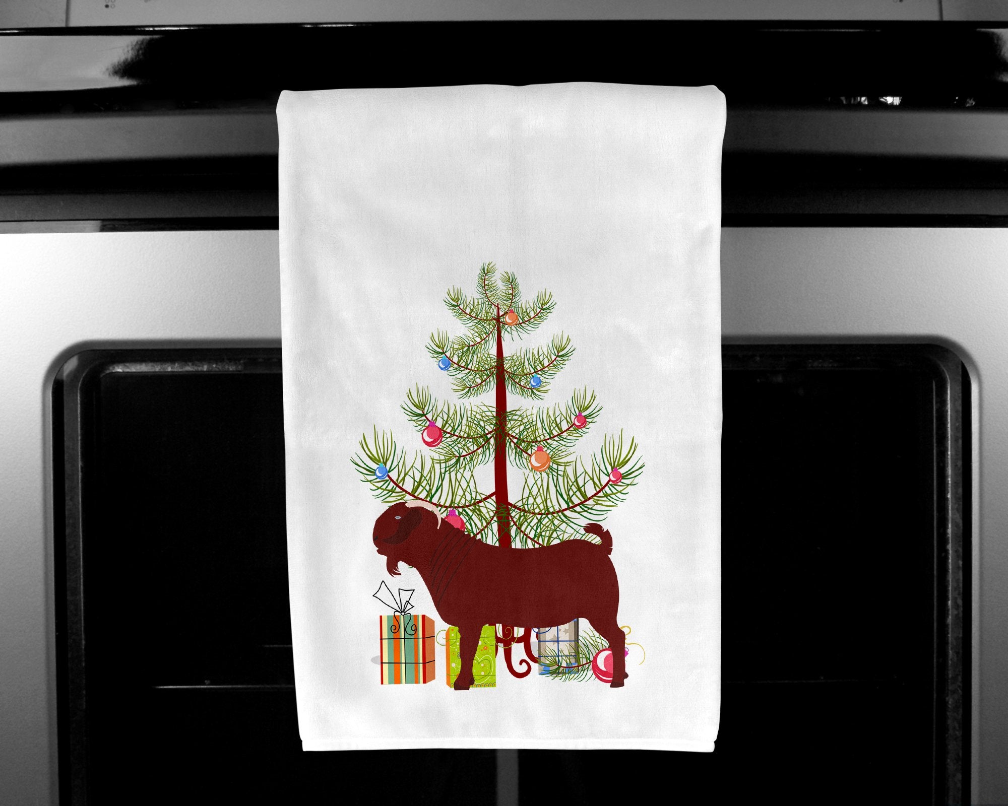 Kalahari Red Goat Christmas White Kitchen Towel Set of 2 BB9258WTKT by Caroline's Treasures