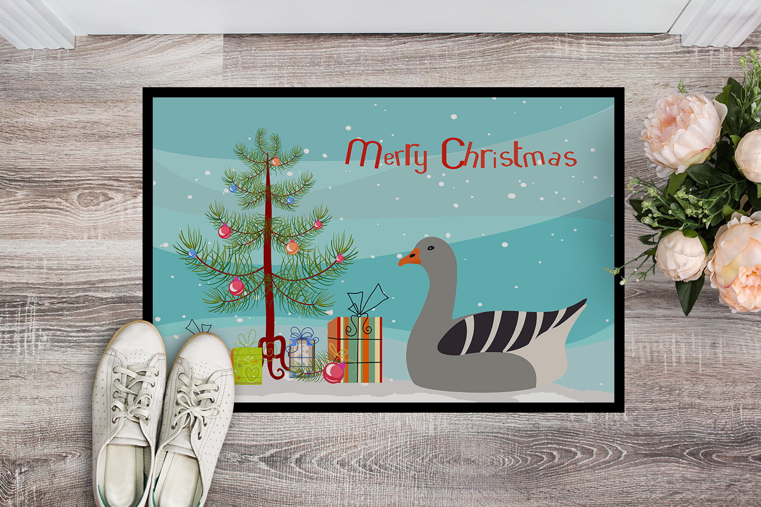 Pilgrim Goose Christmas Indoor or Outdoor Mat 18x27 BB9260MAT - the-store.com