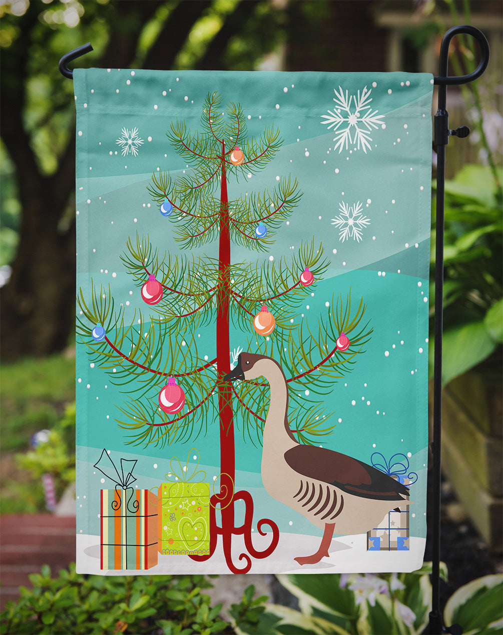 Chinese Goose Christmas Flag Garden Size BB9263GF  the-store.com.