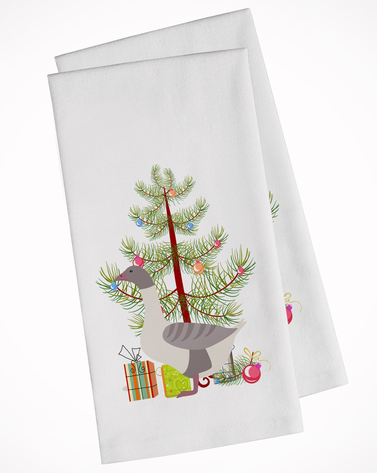 Buff Grey Back Goose Christmas White Kitchen Towel Set of 2 BB9268WTKT by Caroline&#39;s Treasures