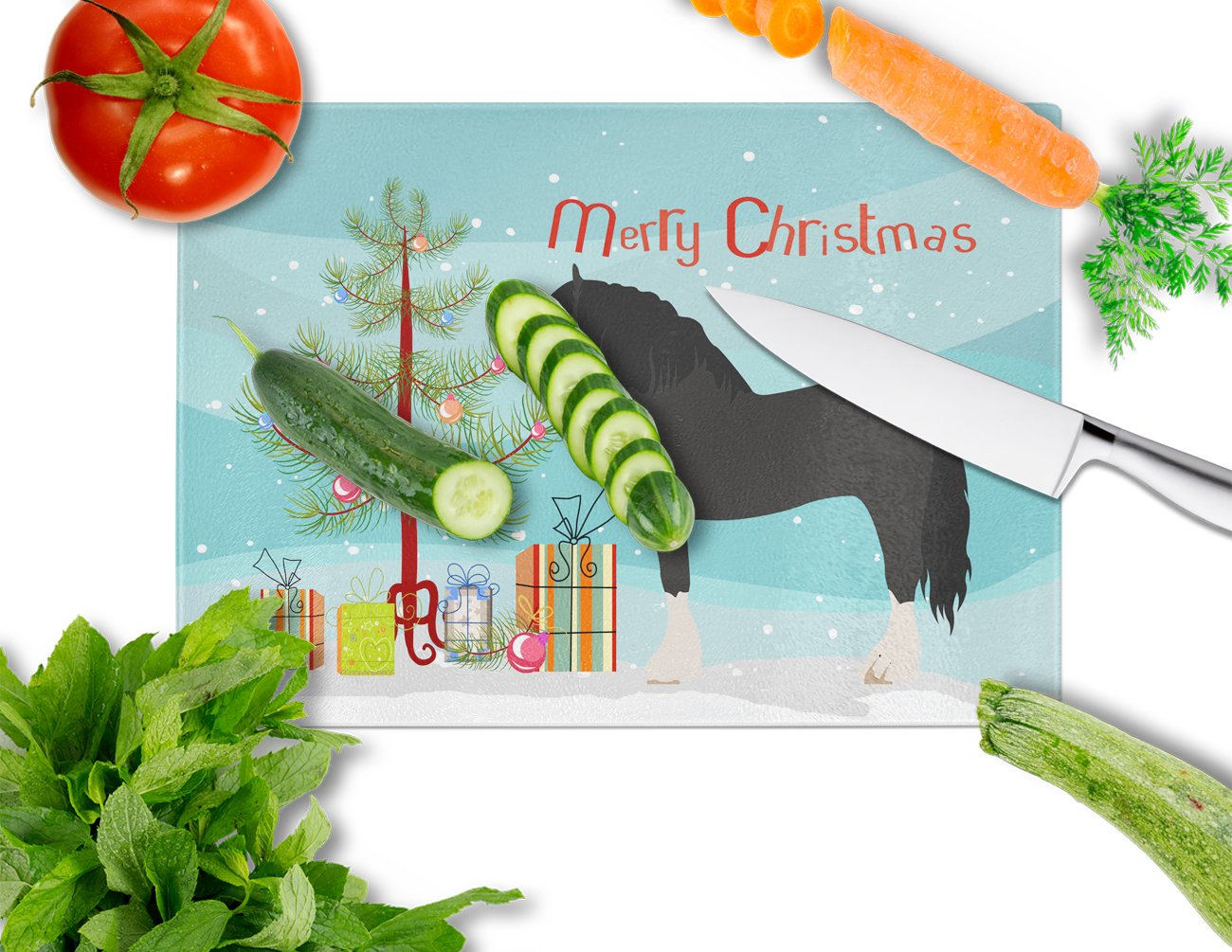 Pomeranian Rogener Goose Christmas Glass Cutting Board Large BB9271LCB by Caroline's Treasures