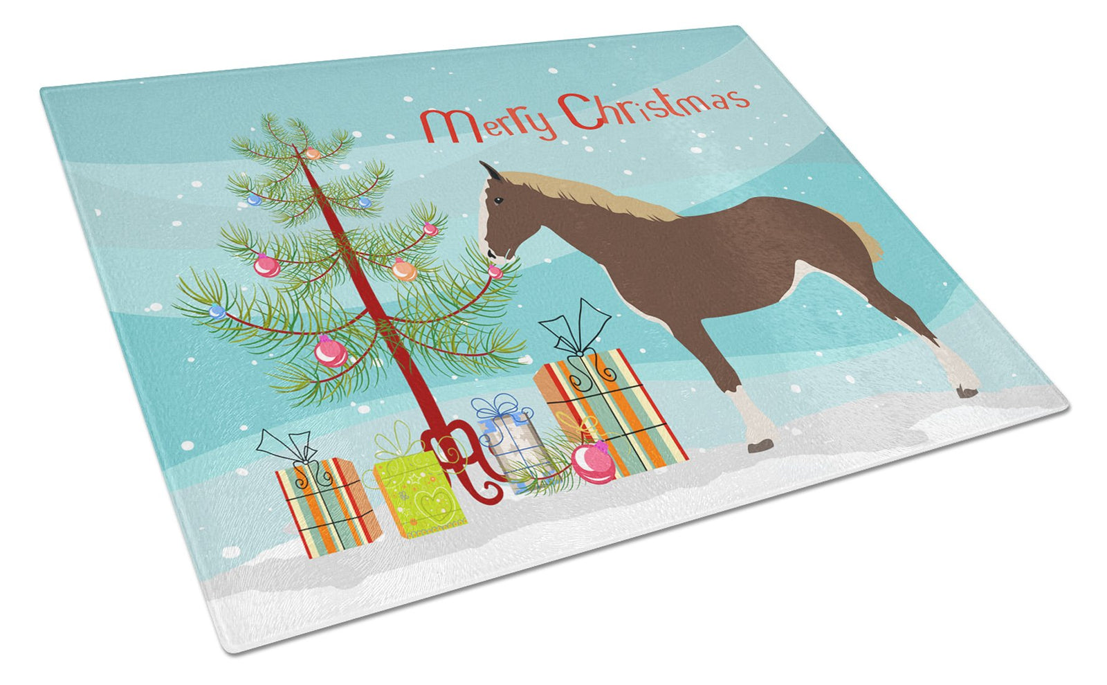 Percheron Horse Christmas Glass Cutting Board Large BB9273LCB by Caroline's Treasures