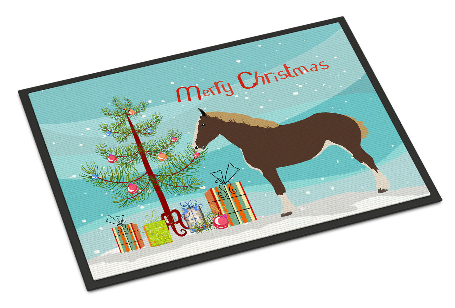 Percheron Horse Christmas Indoor or Outdoor Mat 18x27 BB9273MAT - the-store.com