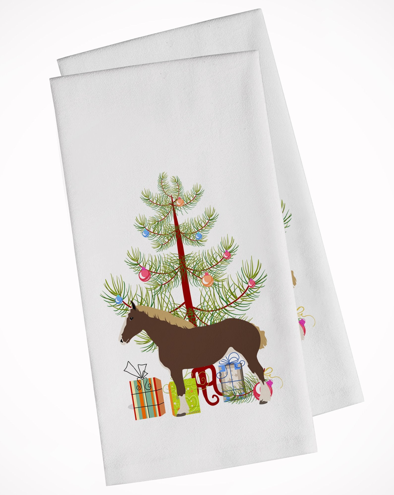 Percheron Horse Christmas White Kitchen Towel Set of 2 BB9273WTKT by Caroline's Treasures