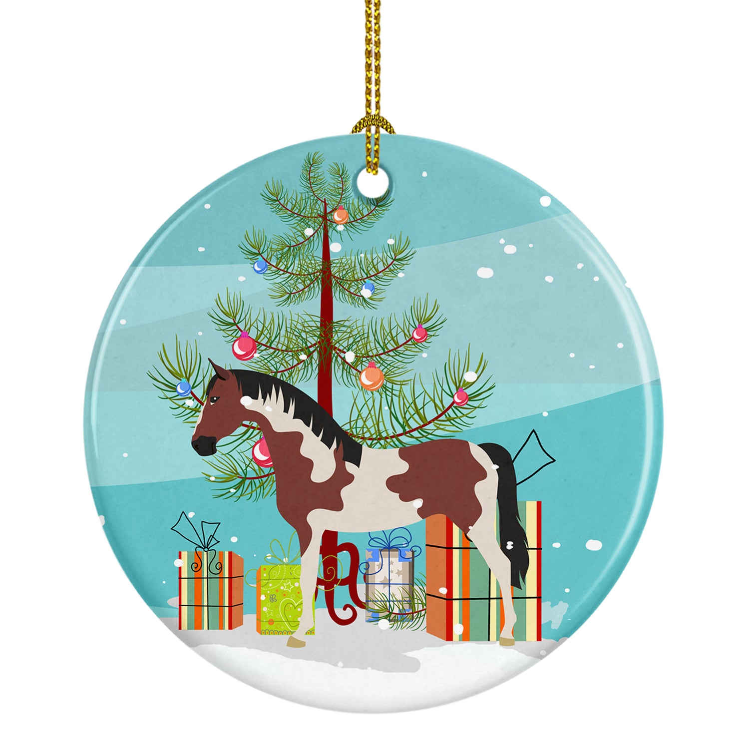 Pinto Horse Christmas Ceramic Ornament BB9274CO1 - the-store.com