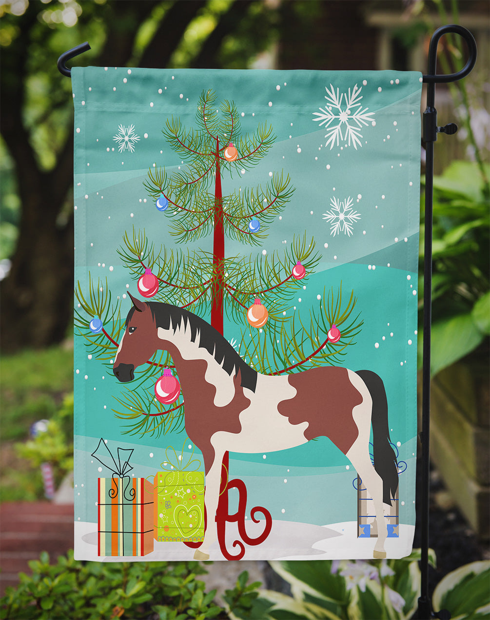 Pinto Horse Christmas Flag Garden Size BB9274GF  the-store.com.