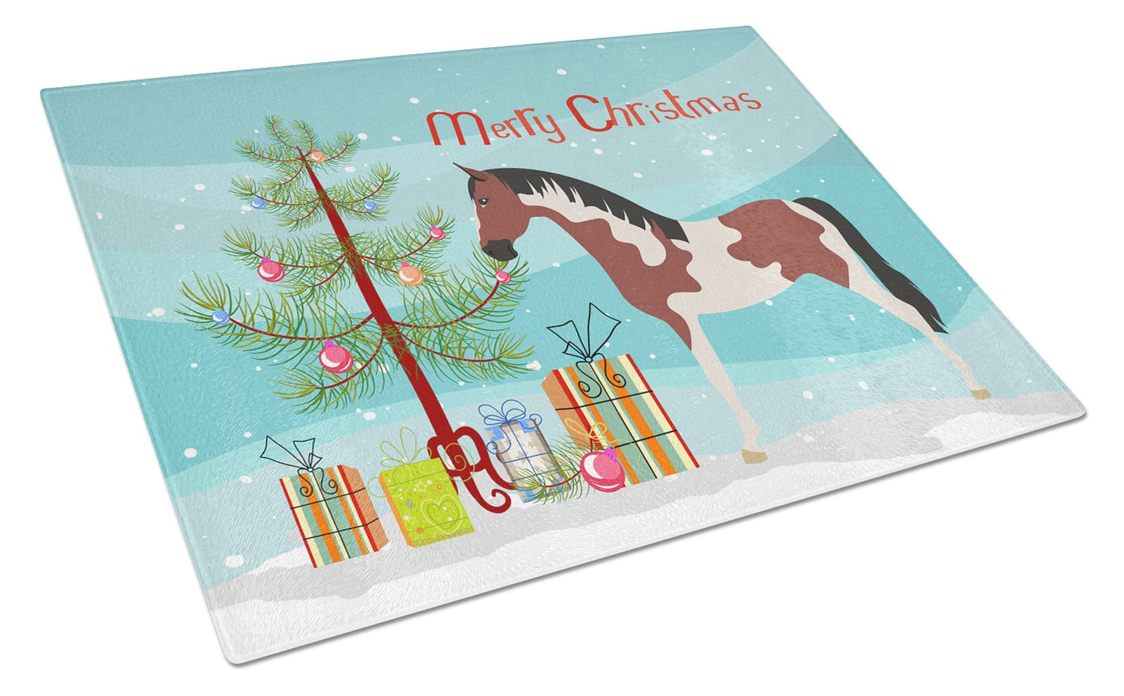 Pinto Horse Christmas Glass Cutting Board Large BB9274LCB by Caroline's Treasures