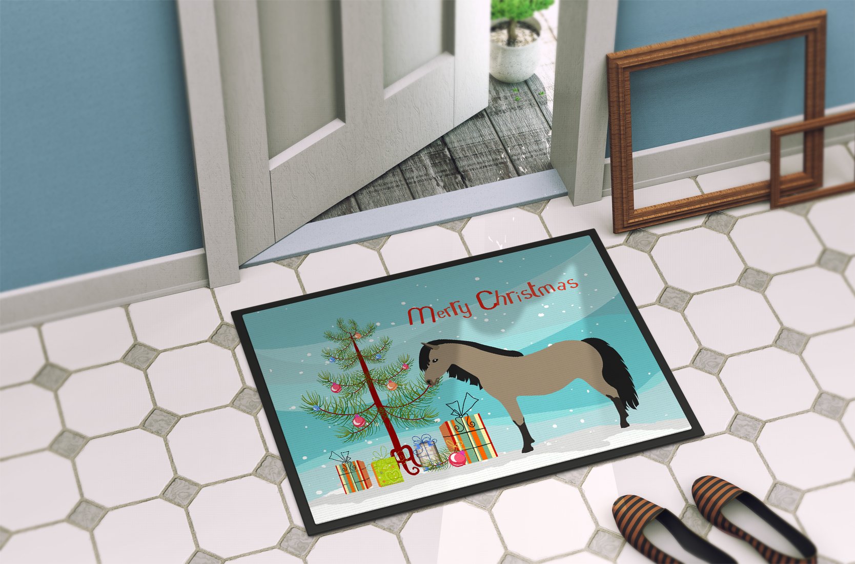 Welsh Pony Horse Christmas Indoor or Outdoor Mat 24x36 BB9277JMAT by Caroline's Treasures