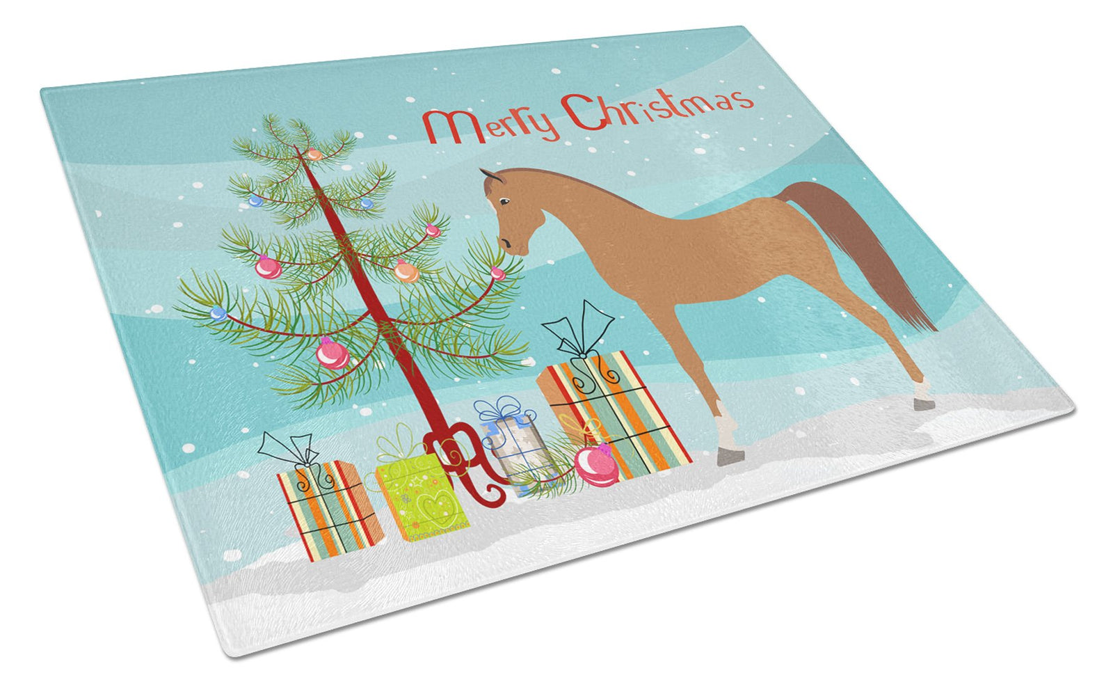 Arabian Horse Christmas Glass Cutting Board Large BB9278LCB by Caroline's Treasures