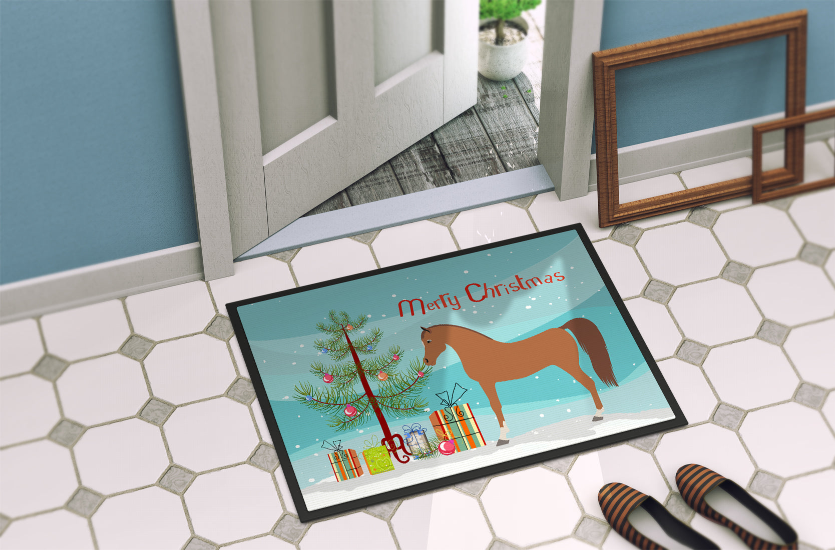 Arabian Horse Christmas Indoor or Outdoor Mat 18x27 BB9278MAT - the-store.com