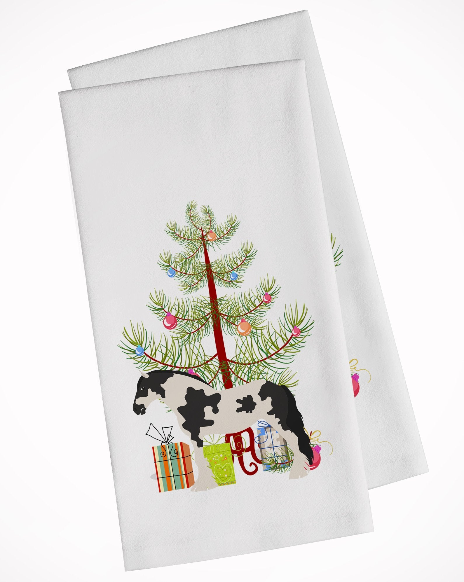 Cyldesdale Horse Christmas White Kitchen Towel Set of 2 BB9279WTKT by Caroline's Treasures