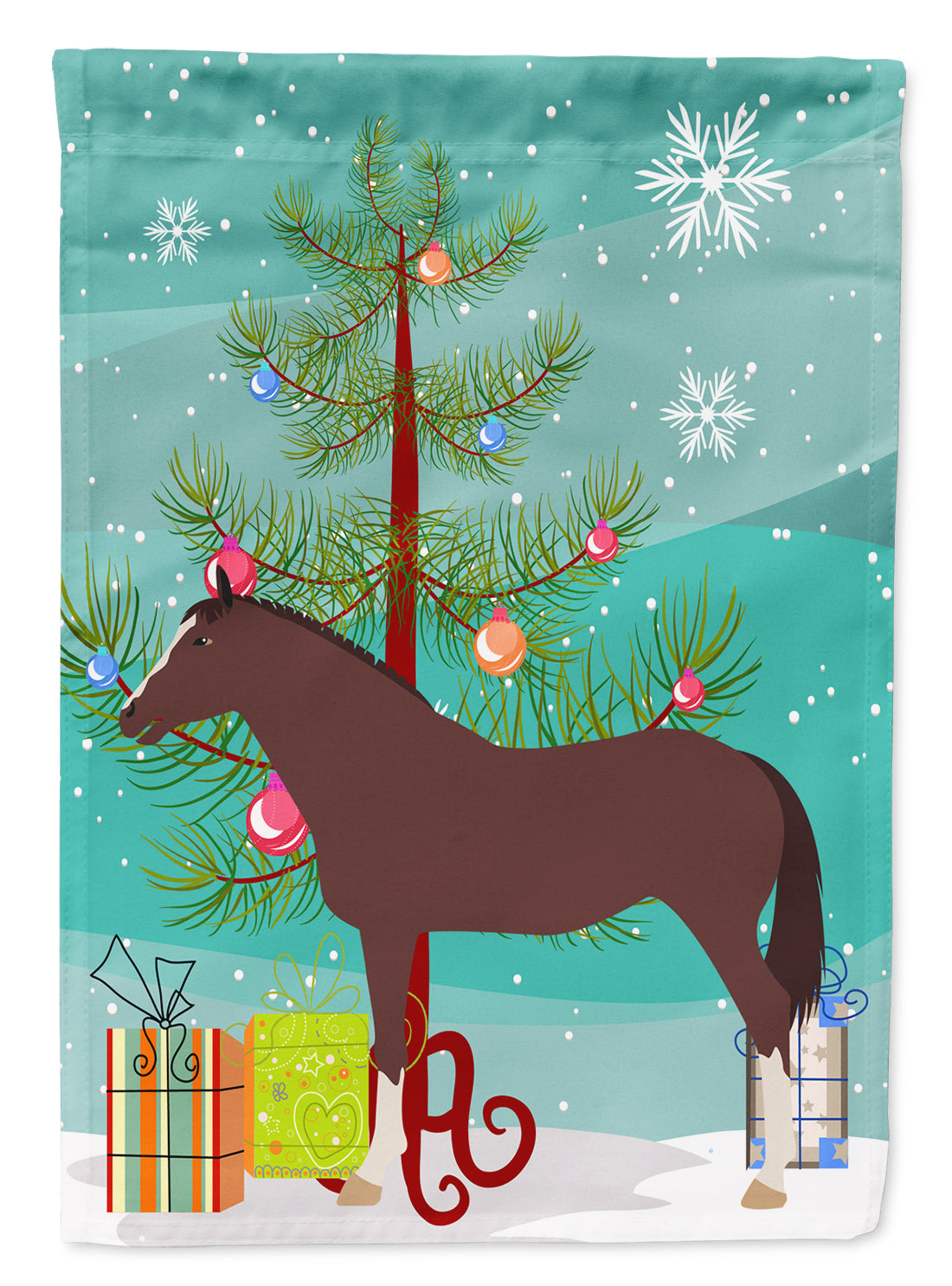 English Thoroughbred Horse Christmas Flag Garden Size BB9280GF  the-store.com.