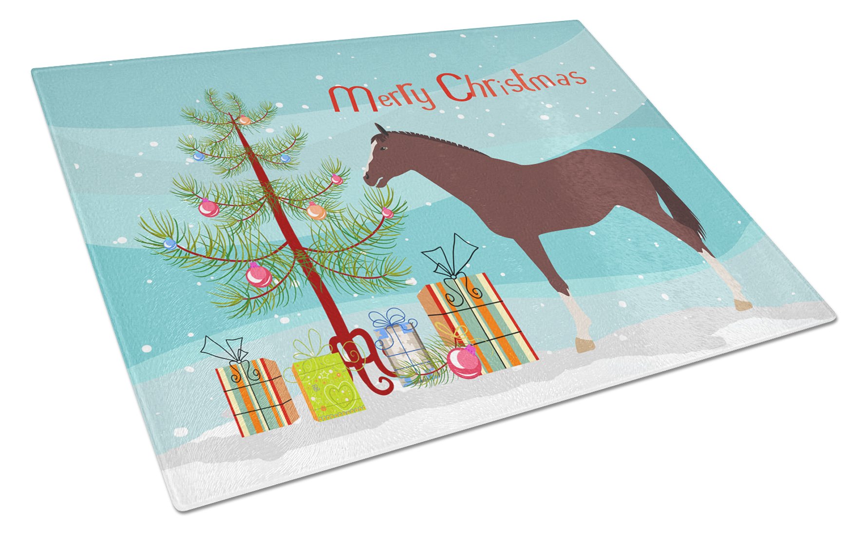 English Thoroughbred Horse Christmas Glass Cutting Board Large BB9280LCB by Caroline's Treasures