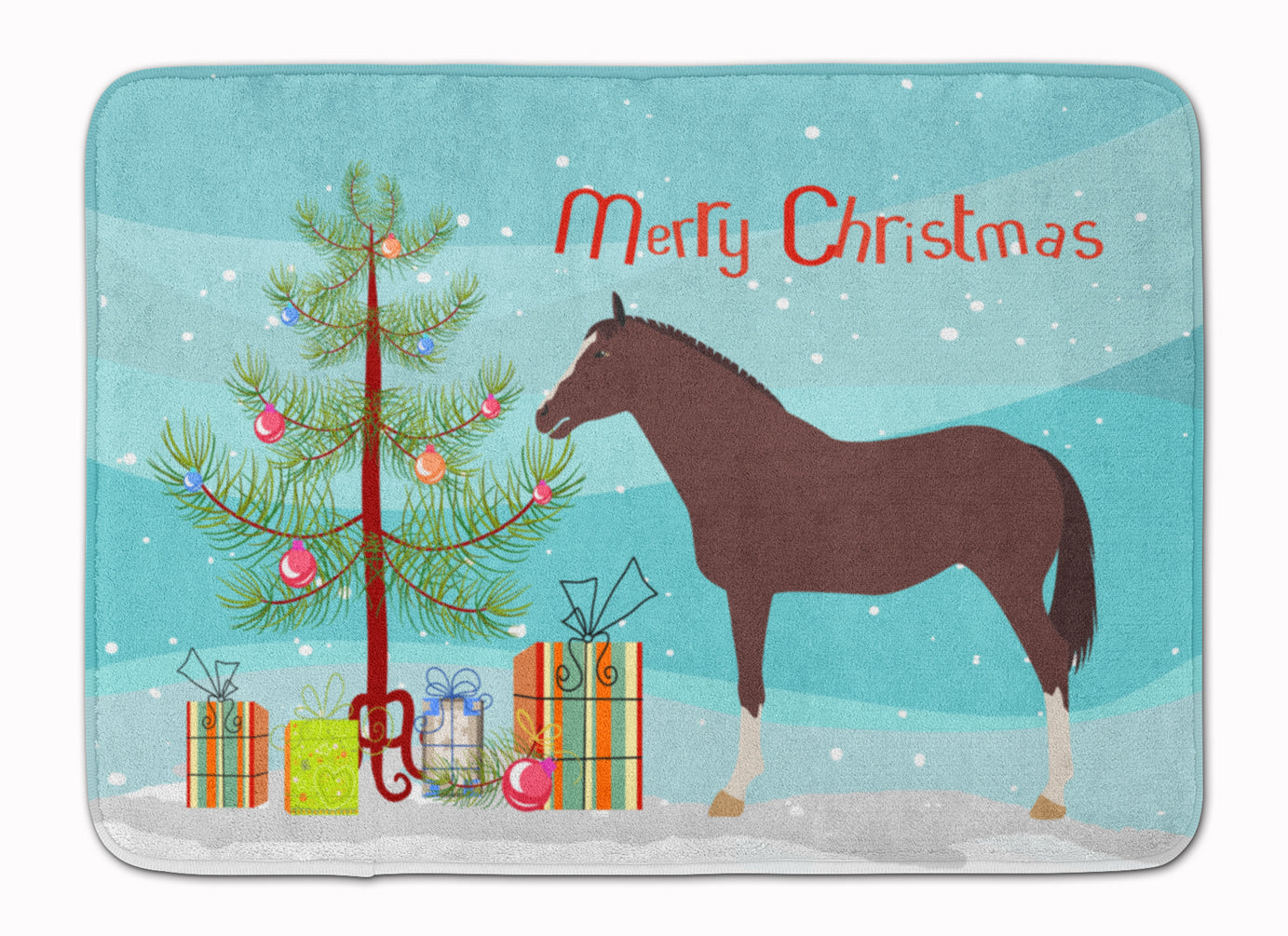 English Thoroughbred Horse Christmas Machine Washable Memory Foam Mat BB9280RUG - the-store.com