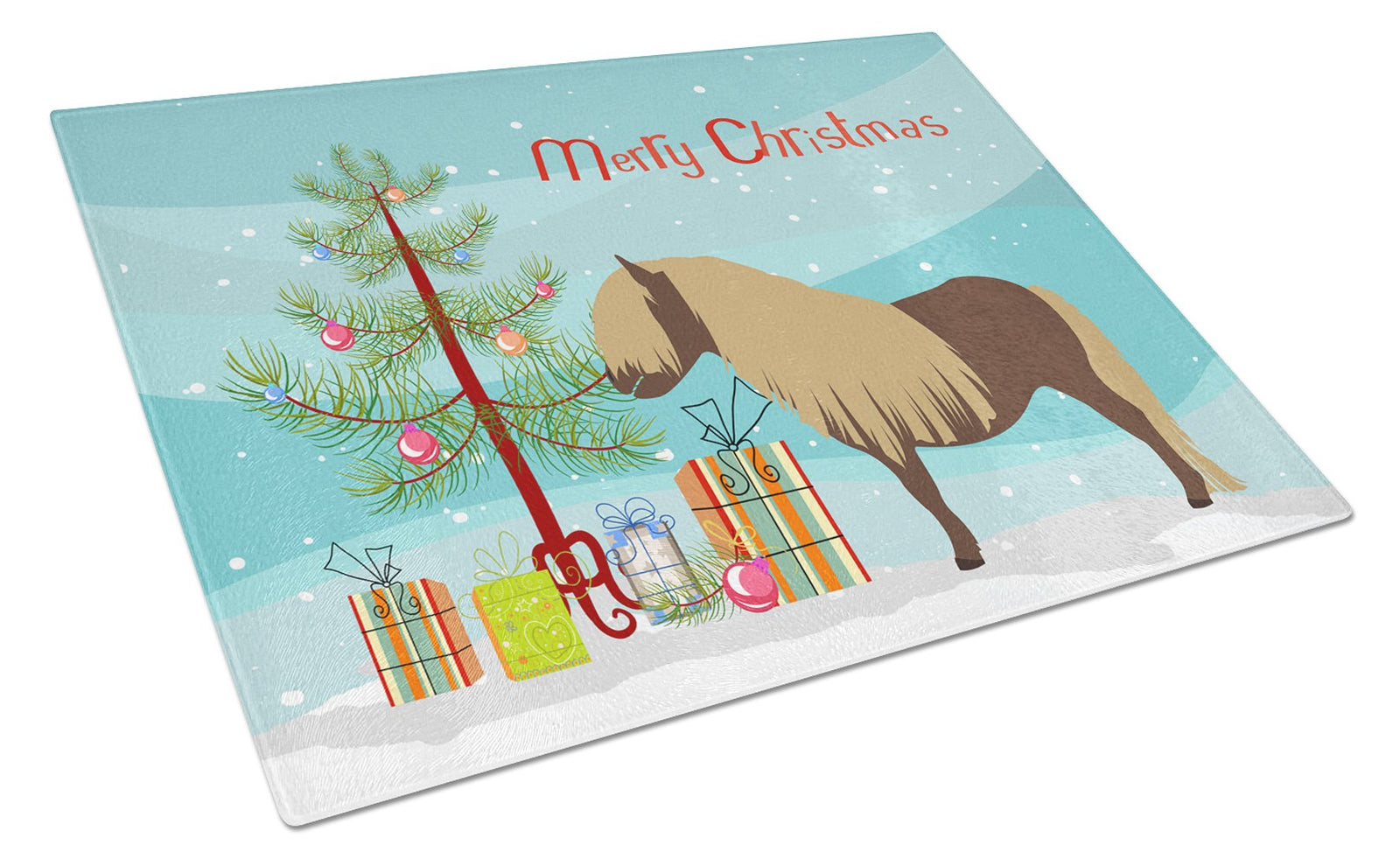 Shetland Pony Horse Christmas Glass Cutting Board Large BB9281LCB by Caroline's Treasures