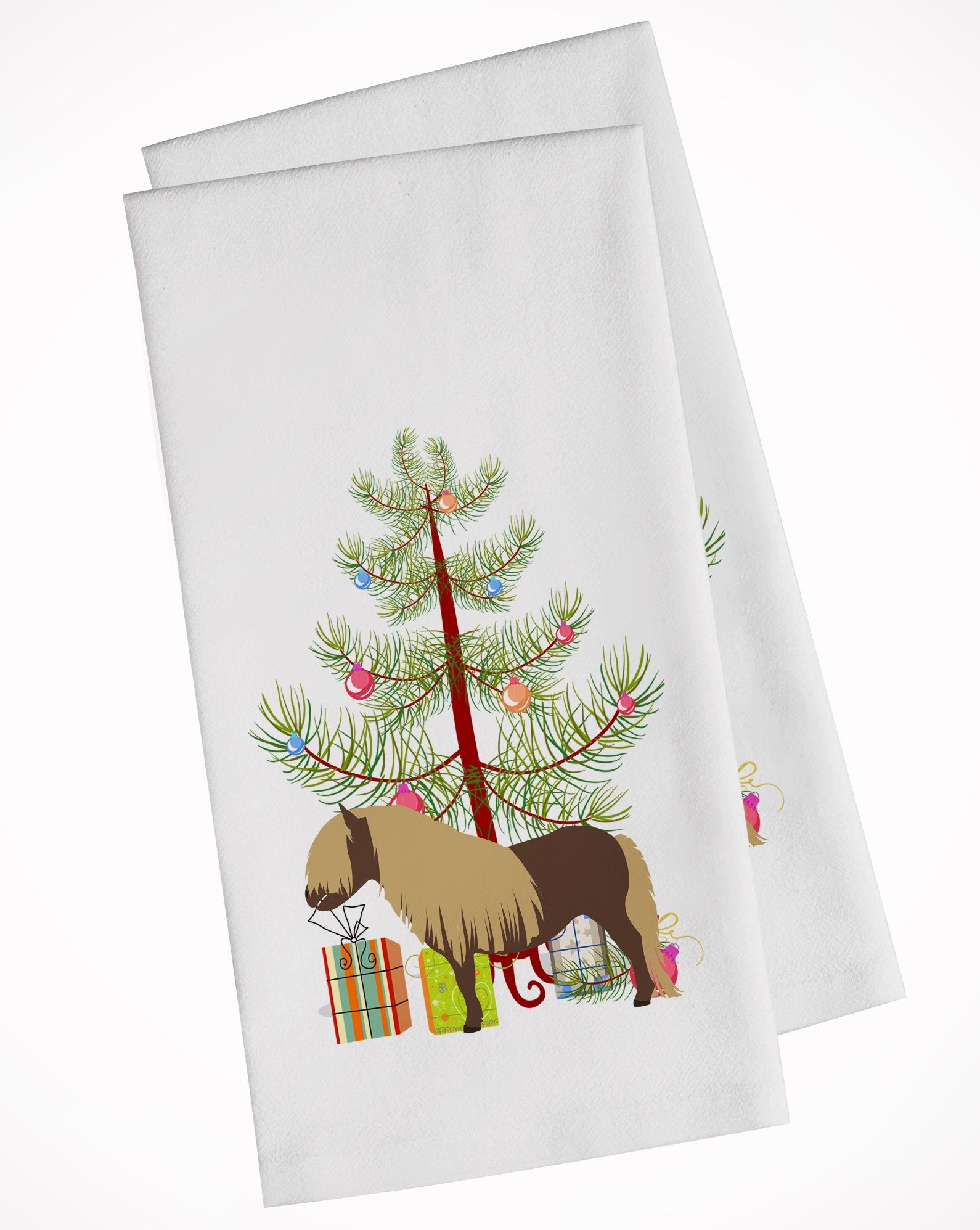 Shetland Pony Horse Christmas White Kitchen Towel Set of 2 BB9281WTKT by Caroline's Treasures