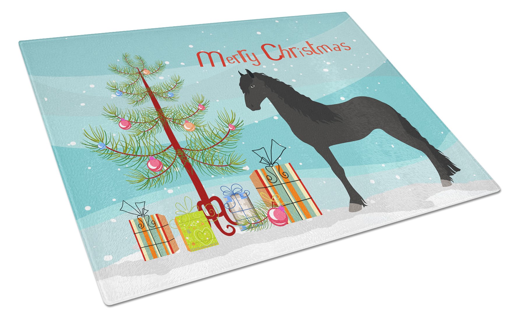 Friesian Horse Christmas Glass Cutting Board Large BB9282LCB by Caroline's Treasures