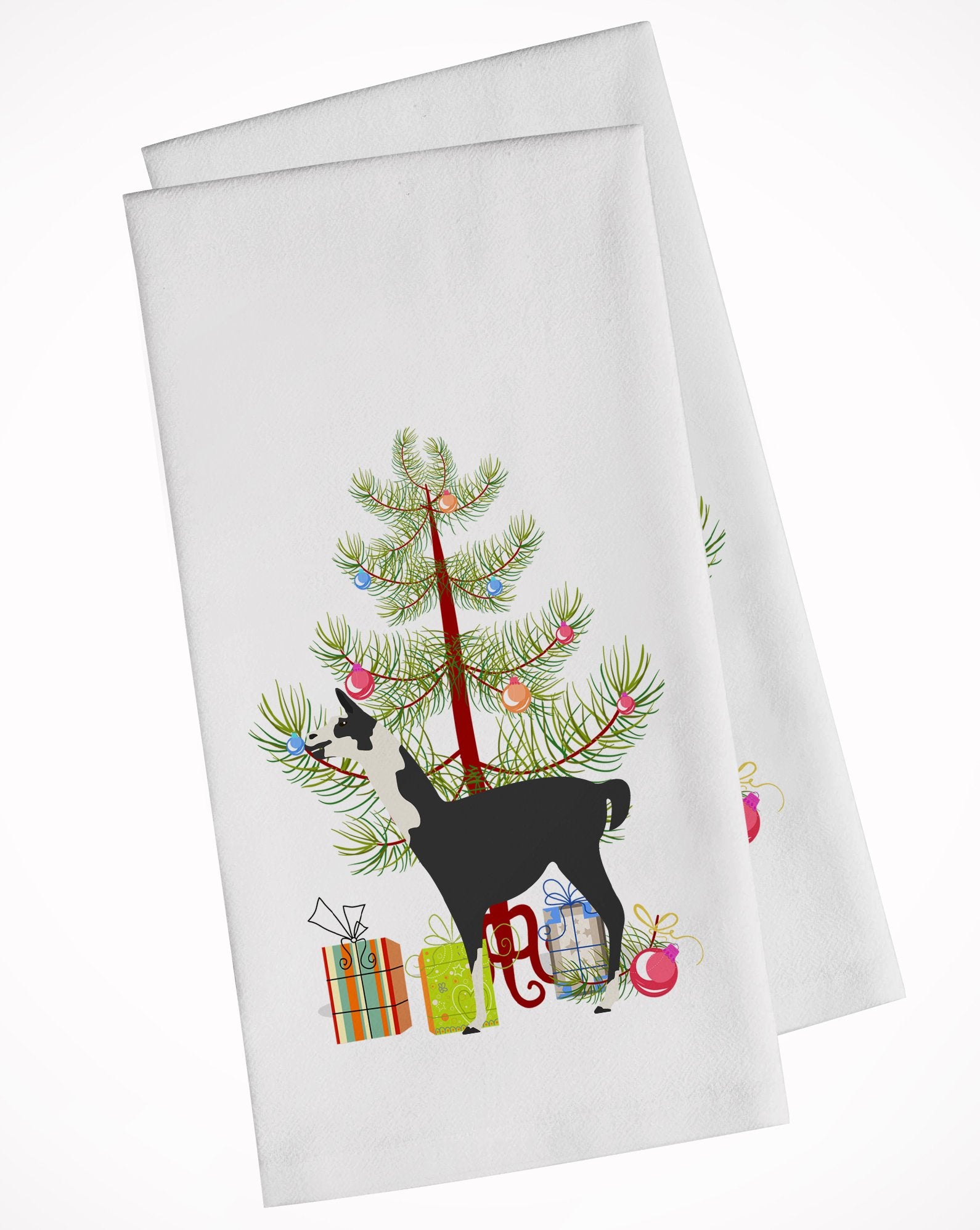 Llama Q' Ara Christmas White Kitchen Towel Set of 2 BB9285WTKT by Caroline's Treasures