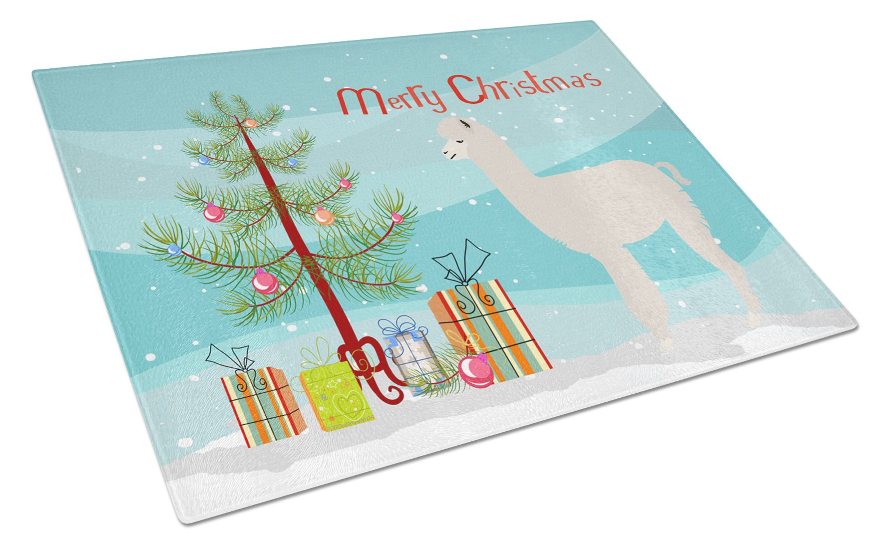 Alpaca Christmas Glass Cutting Board Large BB9286LCB by Caroline's Treasures