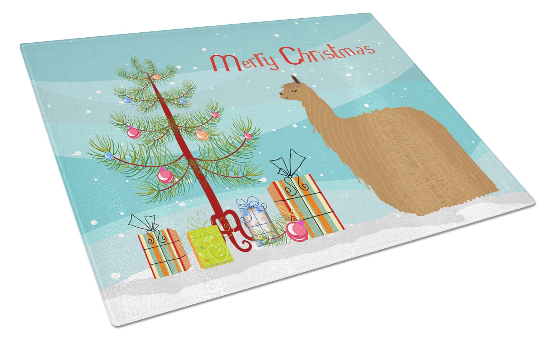 Alpaca Suri Christmas Glass Cutting Board Large BB9287LCB by Caroline's Treasures