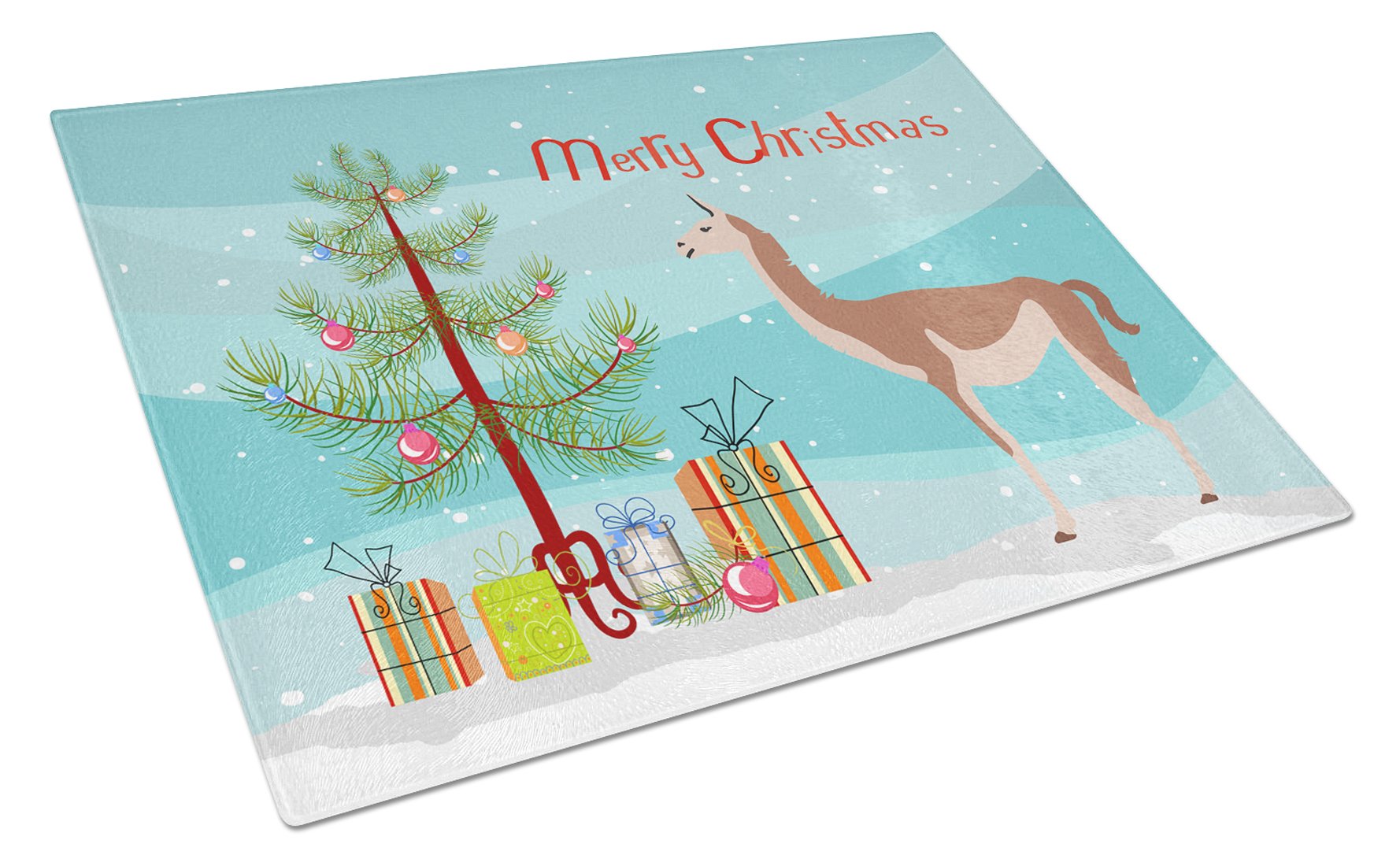 Guanaco Christmas Glass Cutting Board Large BB9288LCB by Caroline's Treasures