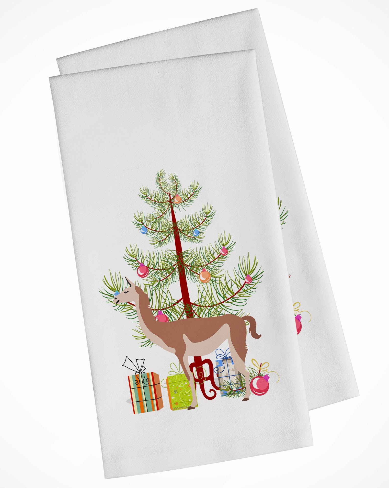 Guanaco Christmas White Kitchen Towel Set of 2 BB9288WTKT by Caroline's Treasures