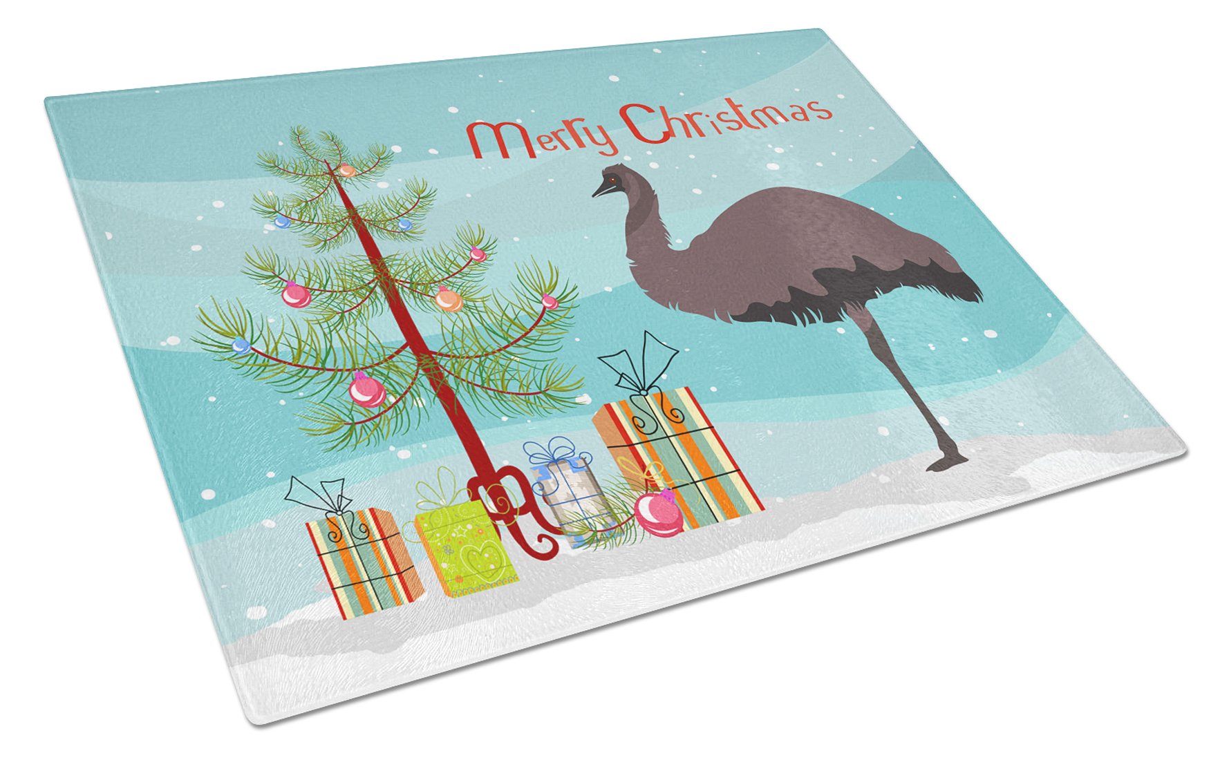 Emu Christmas Glass Cutting Board Large BB9289LCB by Caroline's Treasures