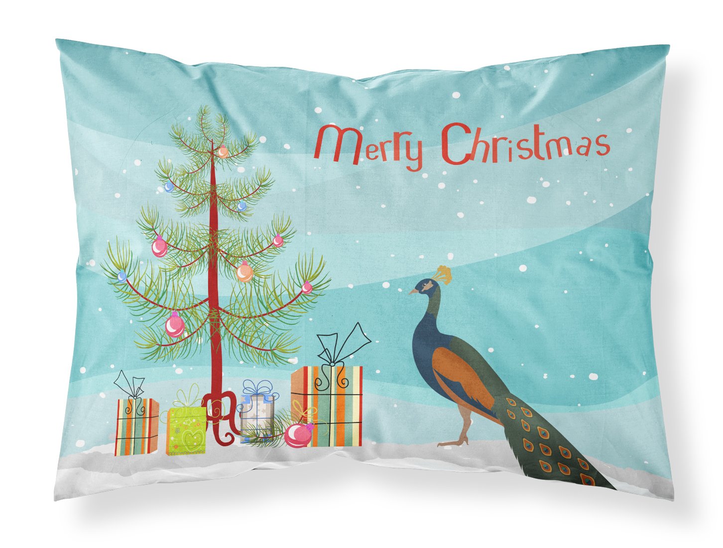 Indian Peacock Peafowl Christmas Fabric Standard Pillowcase BB9292PILLOWCASE by Caroline's Treasures