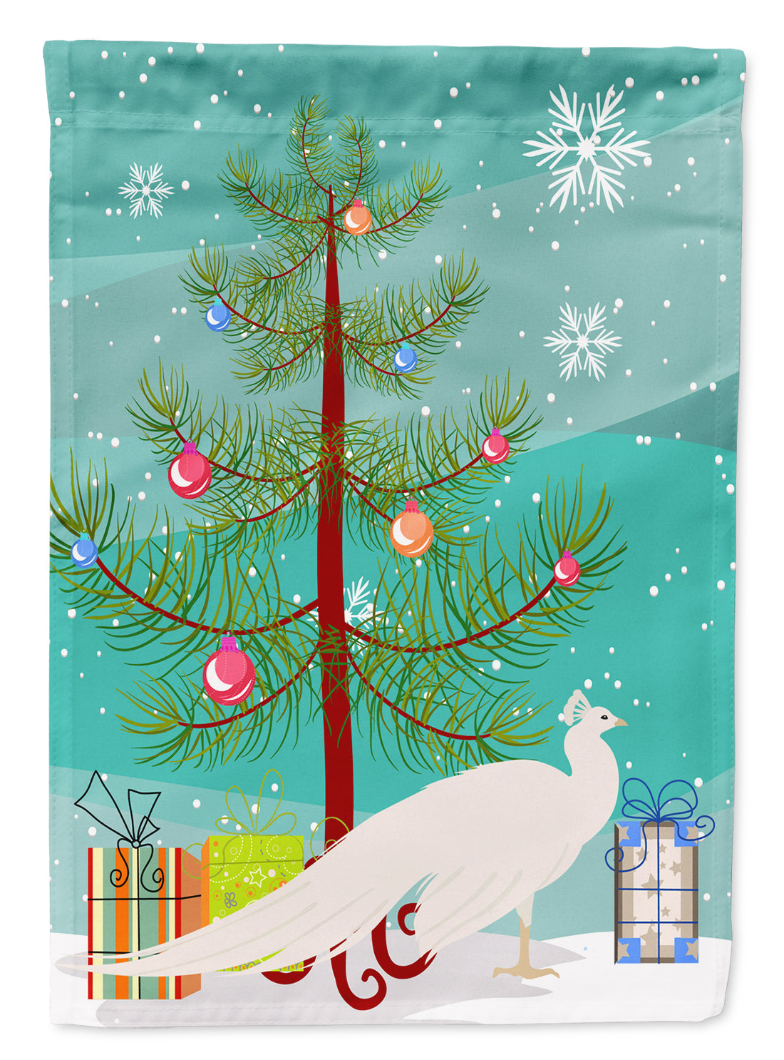 White Peacock Peafowl Christmas Flag Garden Size BB9293GF  the-store.com.