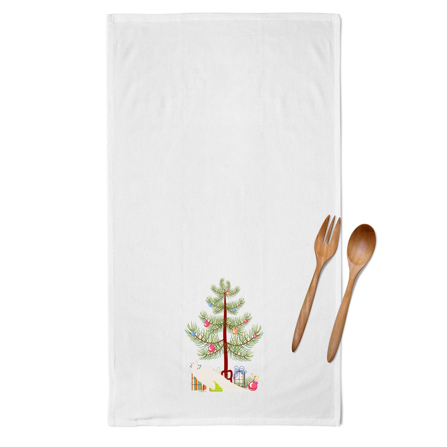 White Peacock Peafowl Christmas White Kitchen Towel Set of 2 BB9293WTKT by Caroline's Treasures