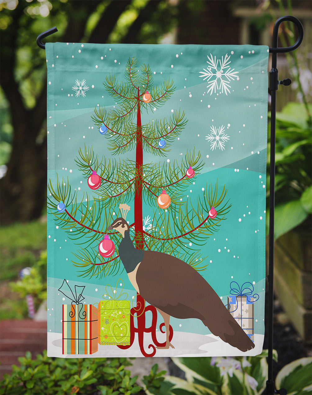 Indian Peahen Peafowl Christmas Flag Garden Size BB9294GF  the-store.com.