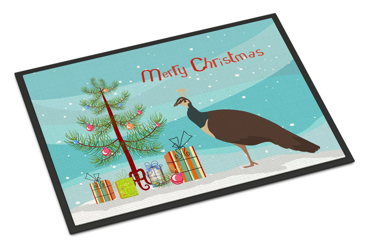 Indian Peahen Peafowl Christmas Indoor or Outdoor Mat 24x36 BB9294JMAT by Caroline&#39;s Treasures