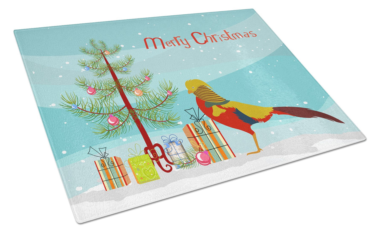 Golden or Chinese Pheasant Christmas Glass Cutting Board Large BB9295LCB by Caroline's Treasures