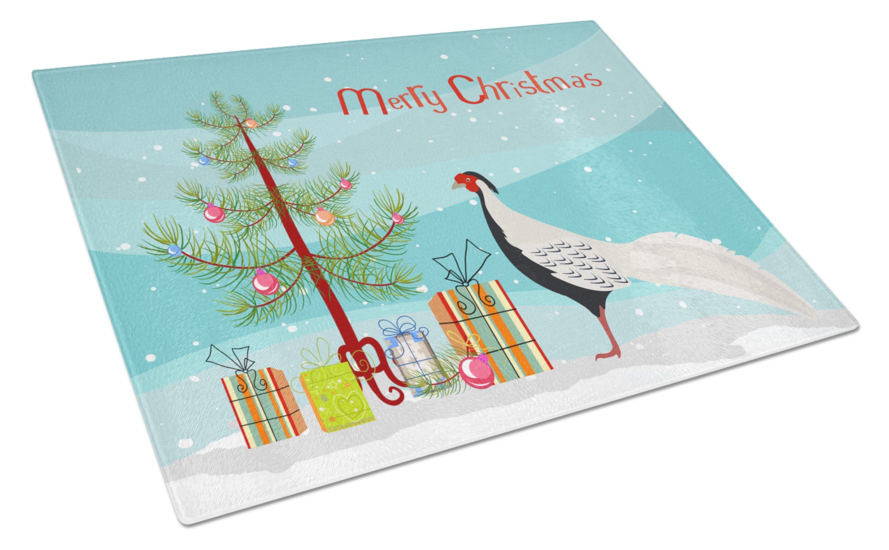 Silver Pheasant Christmas Glass Cutting Board Large BB9296LCB by Caroline's Treasures