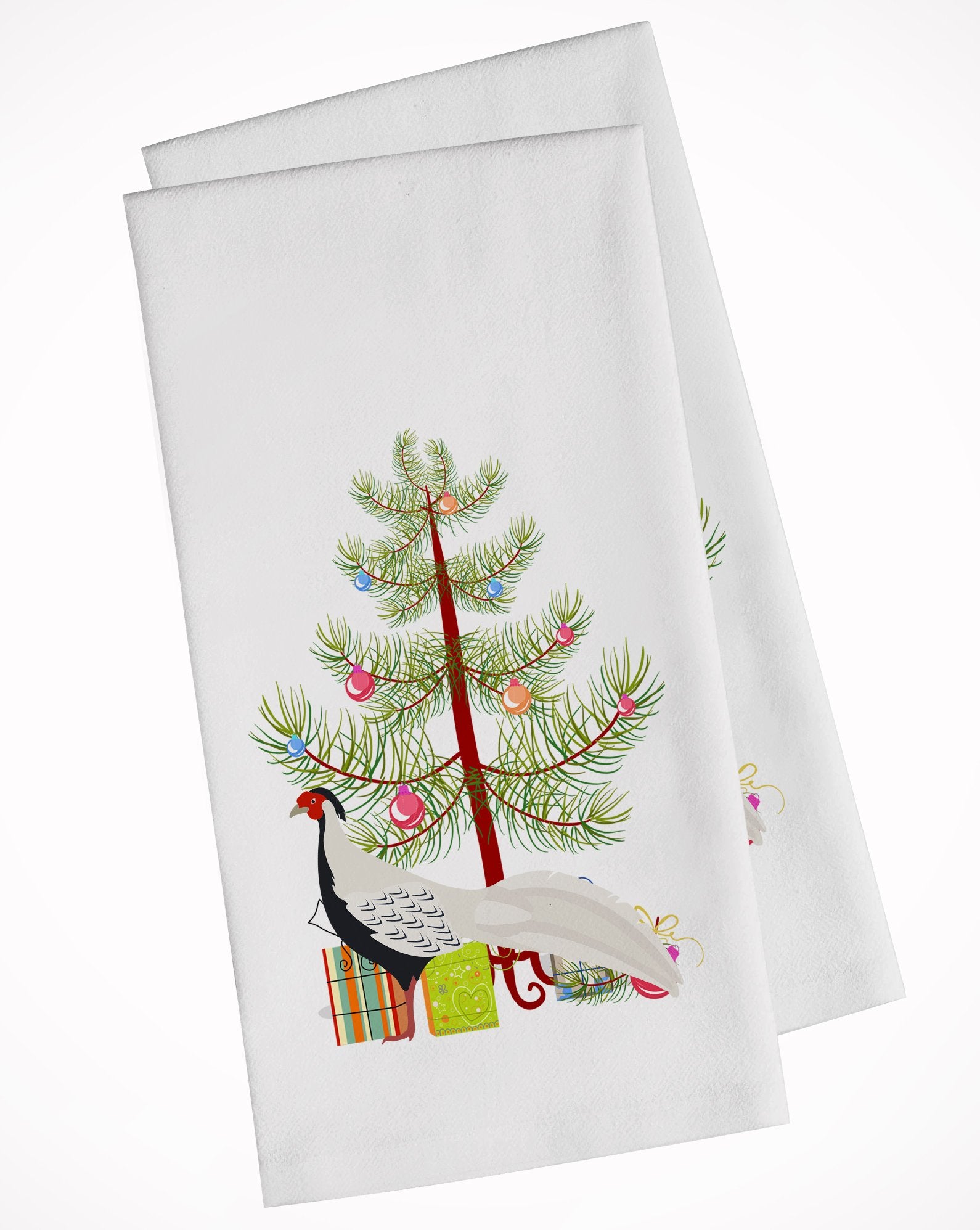 Silver Pheasant Christmas White Kitchen Towel Set of 2 BB9296WTKT by Caroline's Treasures