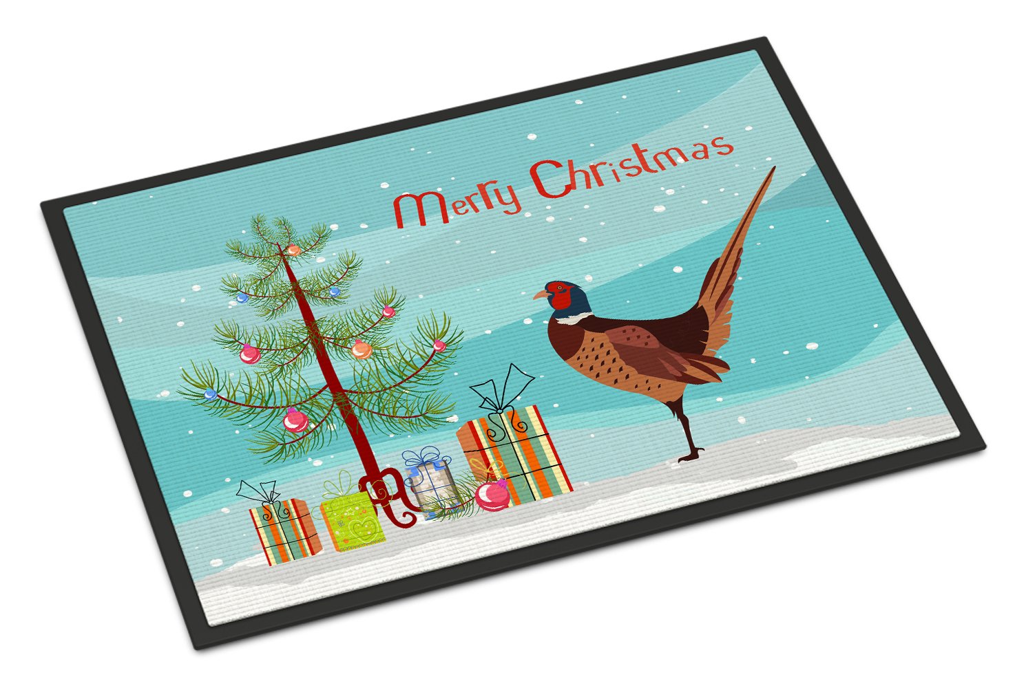 Ring-necked Common Pheasant Christmas Indoor or Outdoor Mat 24x36 BB9297JMAT by Caroline's Treasures