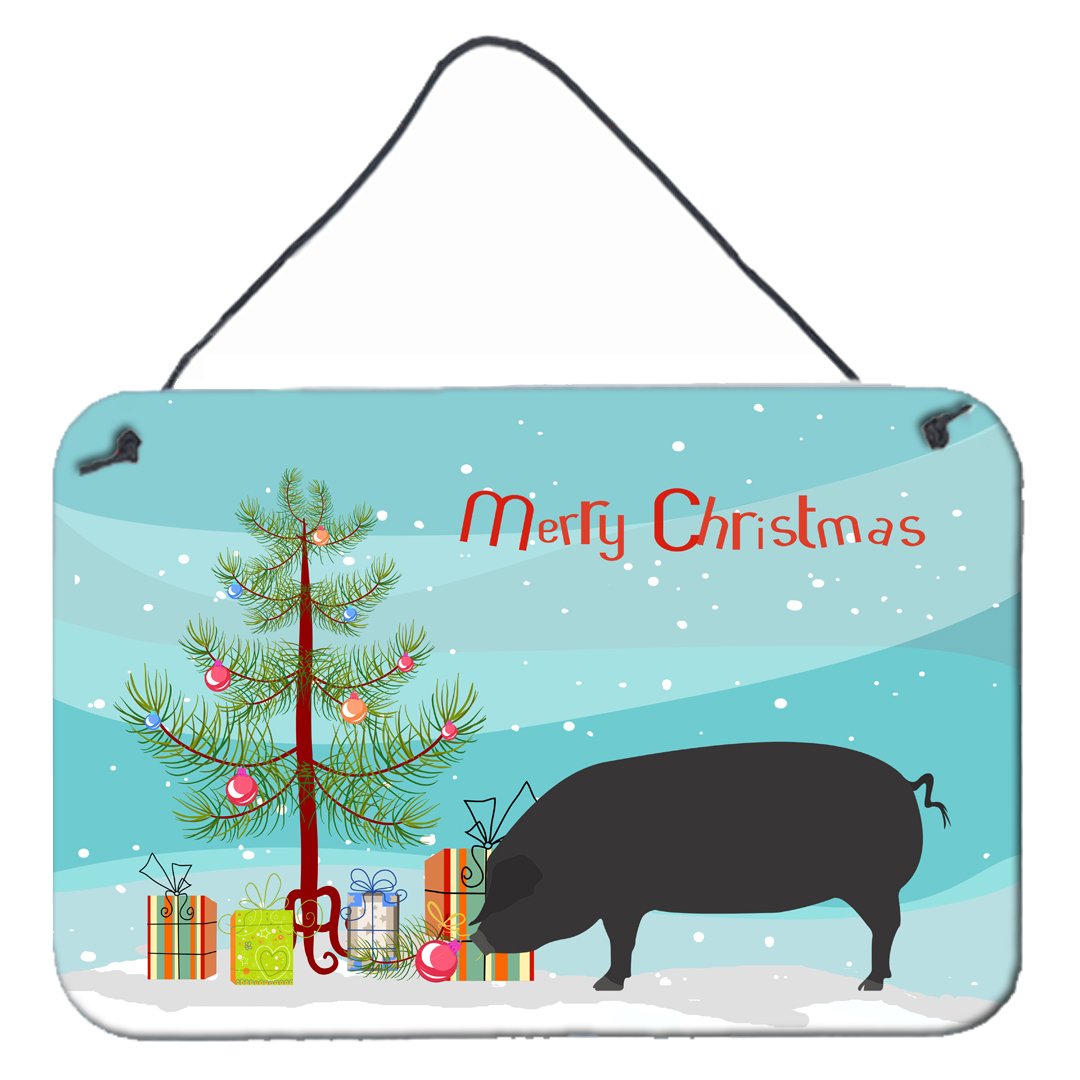 Devon Large Black Pig Christmas Wall or Door Hanging Prints BB9298DS812 by Caroline's Treasures