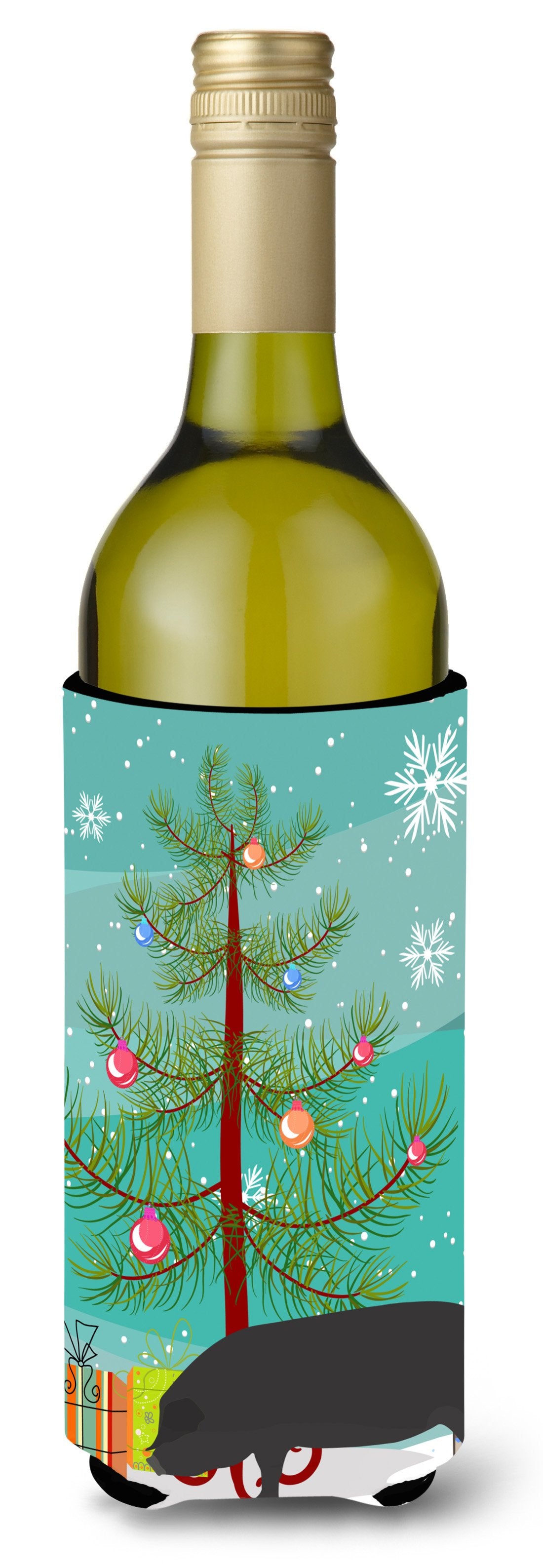 Devon Large Black Pig Christmas Wine Bottle Beverge Insulator Hugger BB9298LITERK by Caroline&#39;s Treasures