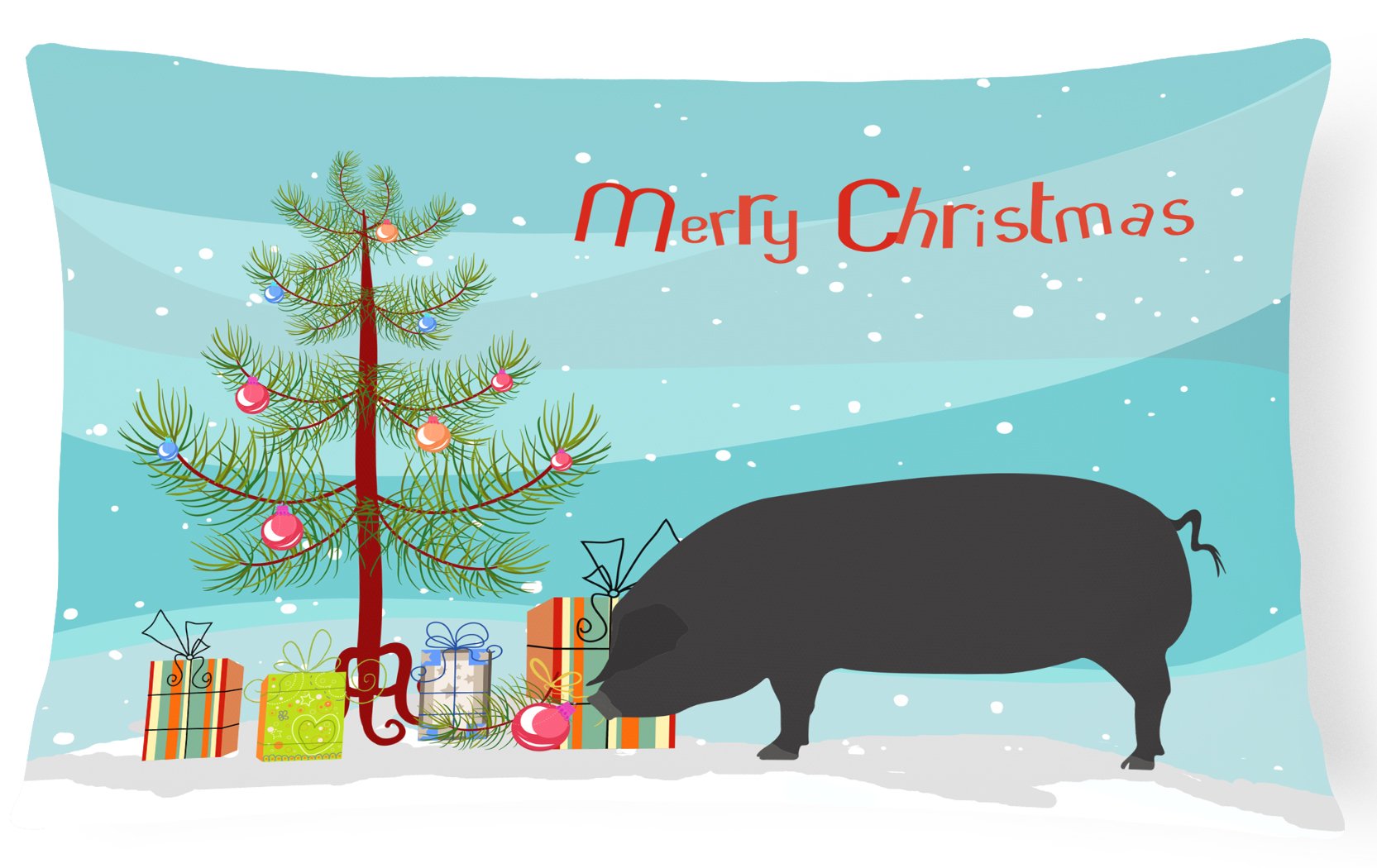 Devon Large Black Pig Christmas Canvas Fabric Decorative Pillow BB9298PW1216 by Caroline's Treasures