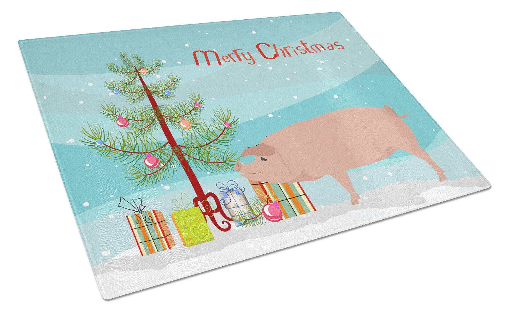 American Landrace Pig Christmas Glass Cutting Board Large BB9299LCB by Caroline's Treasures